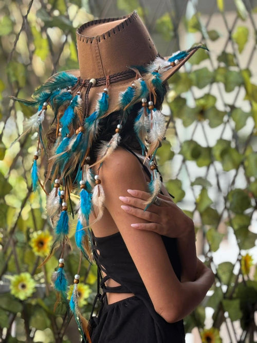 Beige Feather Hat