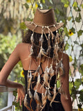 Beige Feather Hat