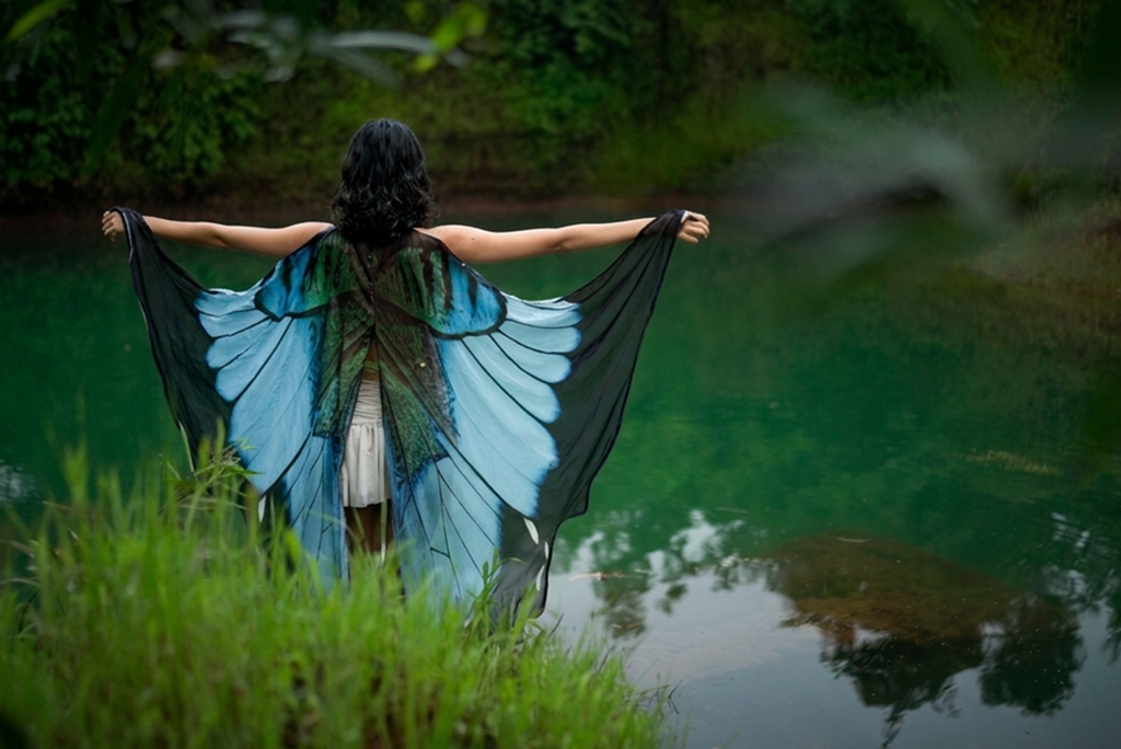 Blue Butterfly Silk Wings
