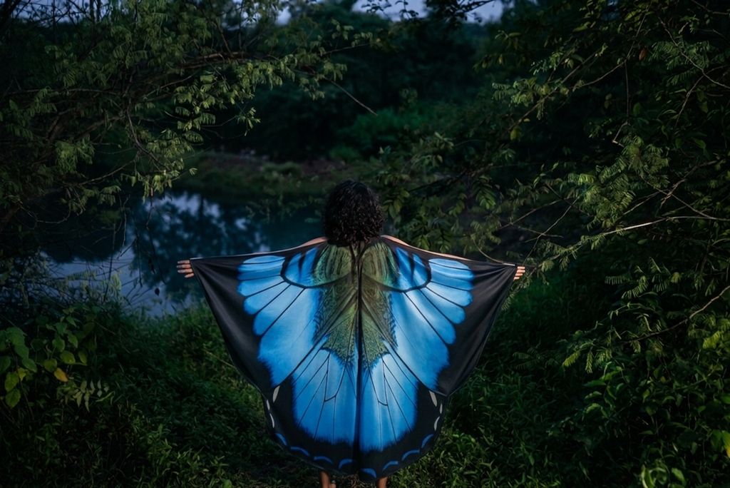 Blue Butterfly Silk Wings