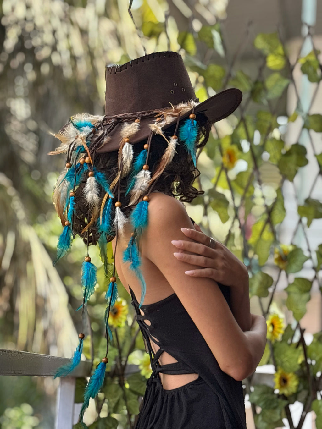 Dark Brown Feather Hat