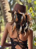 Dark Brown Feather Hat