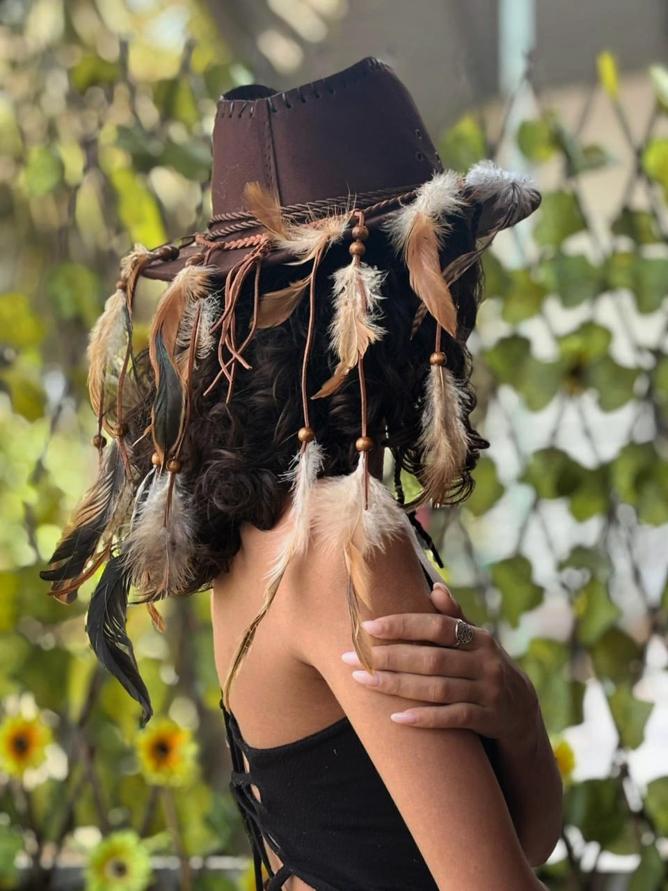 Dark Brown Feather Hat